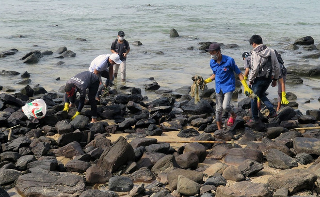 Young people of Phu Yen province participate in cleaning up Hon Yen beach area. (Photo: VNA) hon-yen-1.jpg