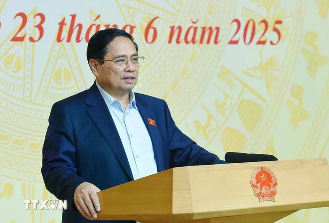 Prime Minister Pham Minh Chinh speaks at the national teleconference. (Photo: VNA) pham-minh-chinh-2.jpg