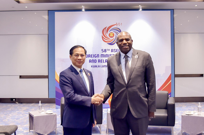Vietnamese Deputy Prime Minister and Minister of Foreign Affairs Bui Thanh Son (L) and UK Secretary of State for Foreign, Commonwealth and Development Affairs David Lamy. (Photo: VNA) uk.jpg