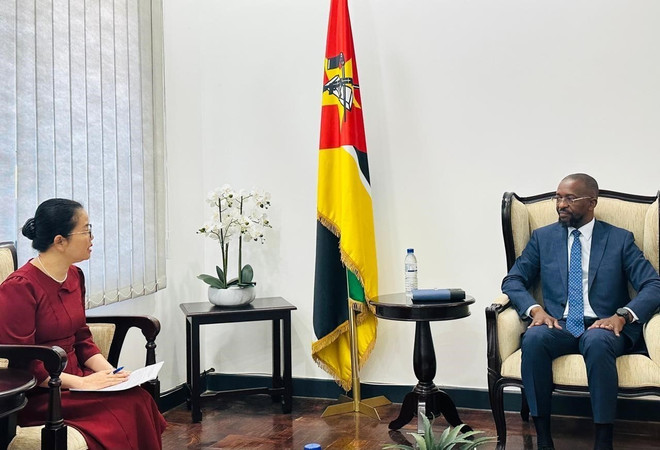 Vietnamese Ambassador Tran Thi Thu Thin (left) holds a meeting with Mozambican Minister of National Defence Cristóvão Artur Chume. (Photo: VNA) bo-truong.jpg