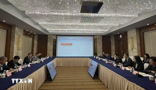 At the meeting between the leaders of the State Audit Office of Vietnam and the Audit Bureau of Chongqing. (Photo: VNA) chongqing-2.jpg