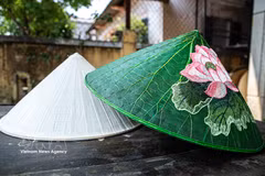 Lotus and tropical almond leaves give Hue's conical hats a fresh look