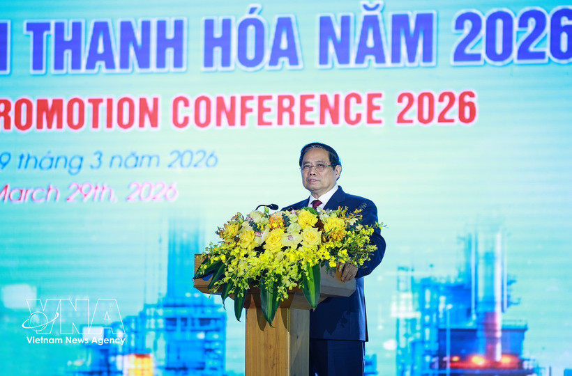Prime Minister Pham Minh Chinh addresses the Thanh Hoa investment promotion conference held on March 29. (Photo: VNA) 