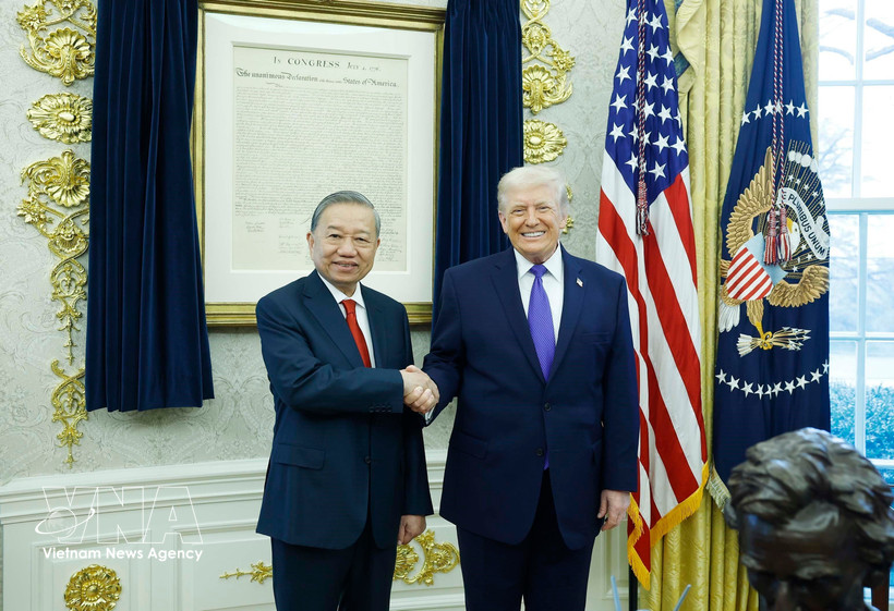 Party General Secretary To Lam meets US President Donald Trump at the White House on February 20 morning (Photo: VNA)