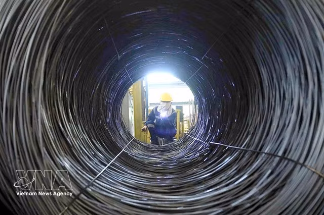 Steel products made by Hoa Phat Group. Materials are essential inputs and a prerequisite for the development of key industries and strategic technology products. (Photo: VNA)
