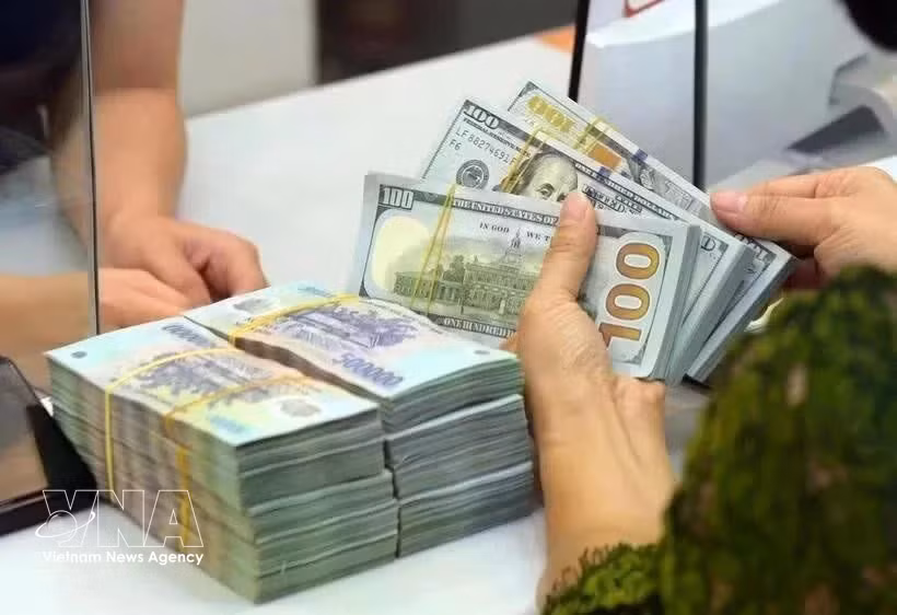 The State Bank of Vietnam sets the daily reference exchange rate at 25,642 VND/USD on October 15. (Photo: VNA)