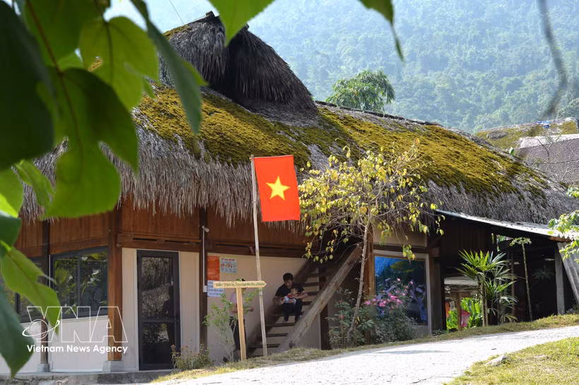 Traditional palm-leaf-roofed stilt houses are closely associated with the life of the Dao Cham people. (Photo: VNA)