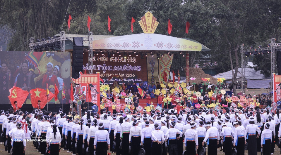 Khai Ha Festival 2026 takes place in Muong Bi commune, Phu Tho province. (Photo: Trong Dat – VNA)