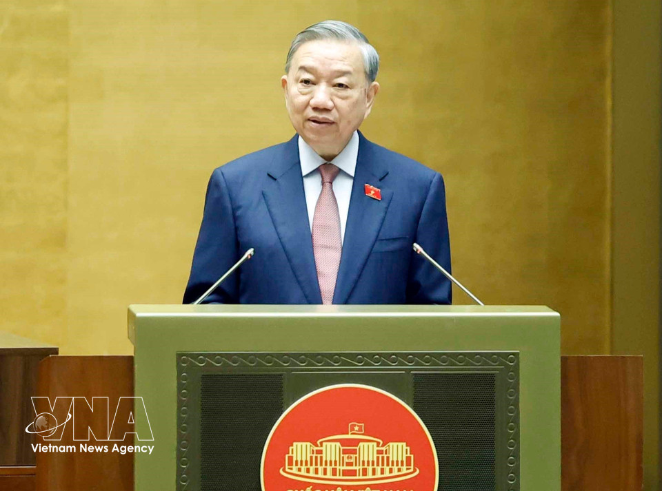 General Secretary To Lam delivers a speech at the opening session of the 16th National Assembly’s first sitting. (Photo: Thong Nhat/VNA)