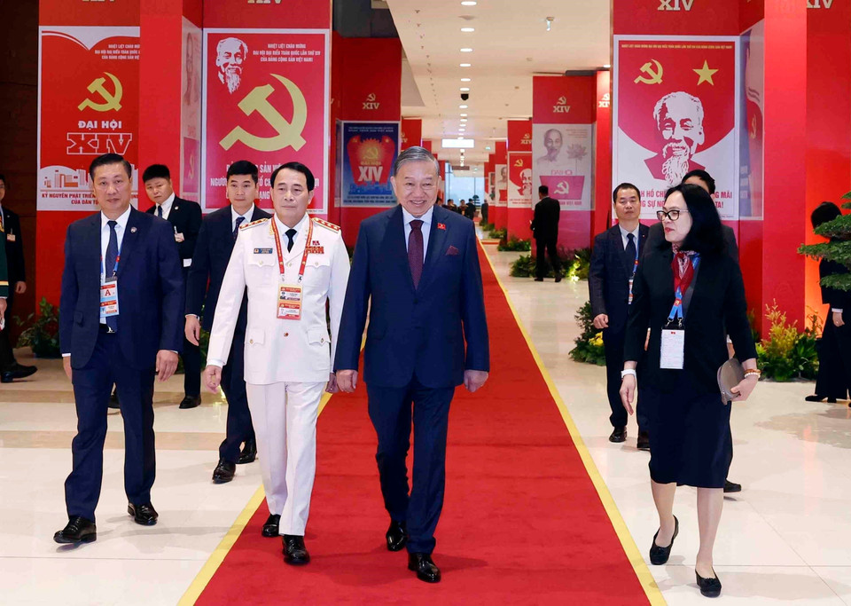Party General Secretary To Lam arrives at the National Convention Centre in Hanoi. (Photo: VNA)