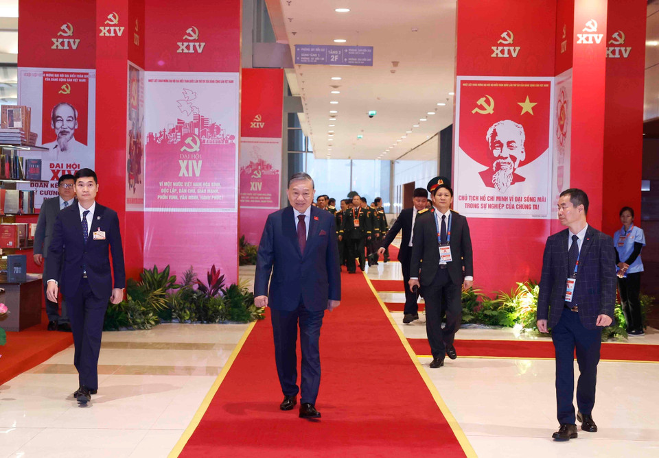 Party General Secretary To Lam arrives at the National Convention Centre in Hanoi. (Photo: VNA)