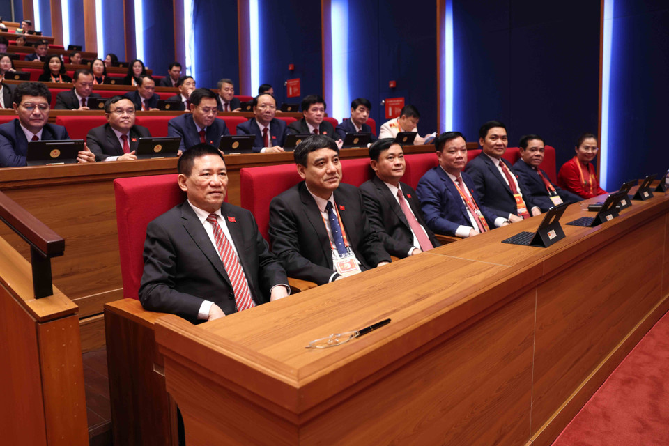 Delegates attend the preparatory session of the 14th National Party Congress. (Photo: VNA)