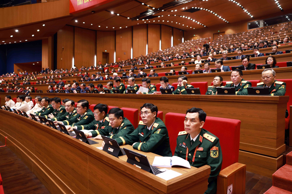 Delegates attend the preparatory session of the 14th National Party Congress. (Photo: VNA)
