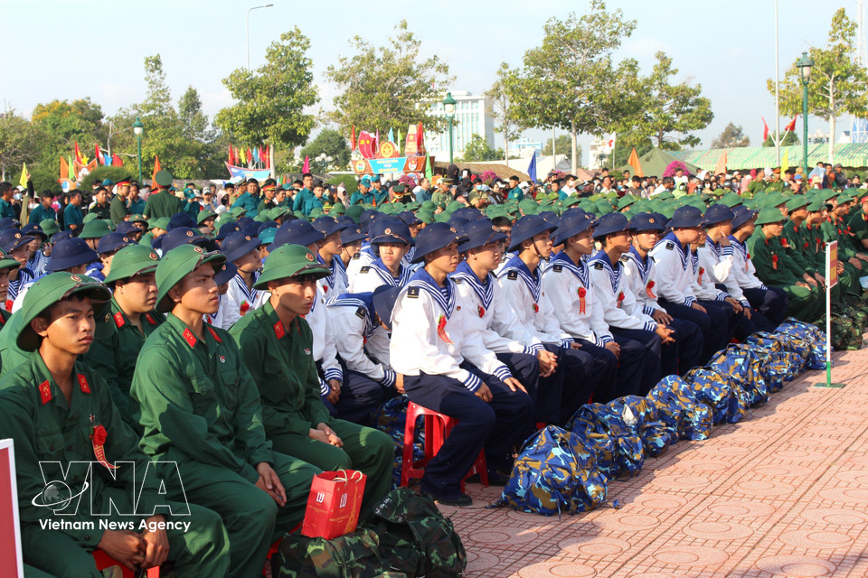 New recruits at the 2026 military enlistment ceremony in the Central Highlands province of Lam Dong. (Photo: Hong Hieu – VNA)