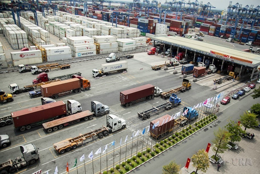 Import-export goods are handled at Tan Cang - Cat Lai Port in Ho Chi Minh City. (Photo: VNA)