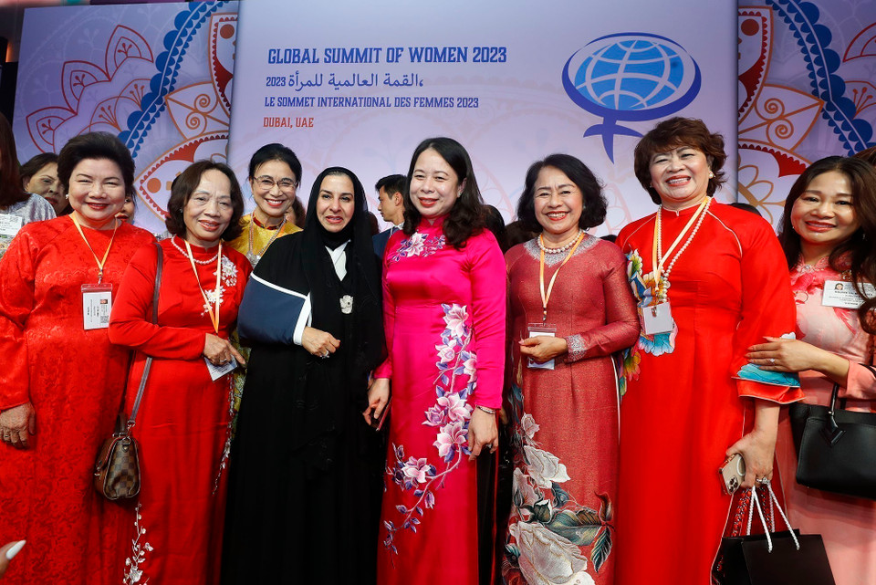 Vice President Vo Thi Anh Xuan attends and delivers a speech at the opening of the 2023 Global Summit for Women, themed "Women: Creating a New Environment for Change," organized by the United Arab Emirates (UAE) on May 4, 2023. (Photo: VNA)