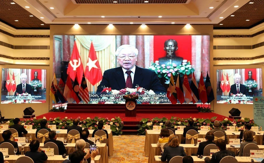 General Secretary and President Nguyen Phu Trong delivers an online welcome speech at the opening ceremony of the 41st General Assembly of the ASEAN Inter-Parliamentary Assembly in Hanoi on September 8, 2020. (Photo: Thong Nhat – VNA)
