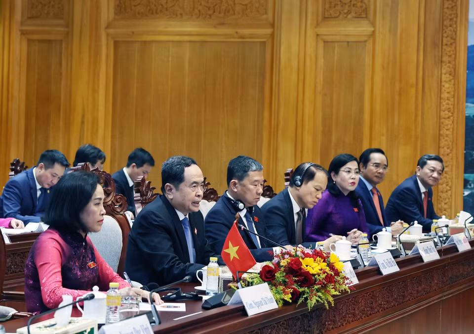 National Assembly Chairman Tran Thanh Man delivers remarks at the talks. (Photo: Thong Nhat – VNA)