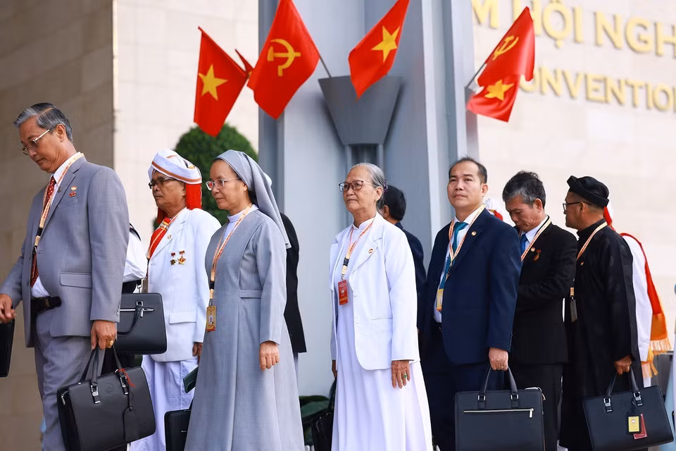 Delegates attend the opening of the 10th National Congress of the Vietnam Fatherland Front. (Photo: VNA)