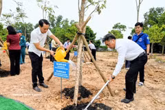 Nguyen Loc Ha (right), Standing Vice Chairman of the Ho Chi Minh City People’s Committee, joins the launch ceremony of the friendship tree-planting campaign. (Photo: VNA) 