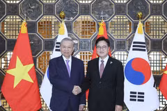 Party General Secretary To Lam (L) meets with Speaker of the National Assembly of the Republic of Korea Woo Won Shik in Seoul on August 12, 2025 during his state visit to the RoK. (Photo: VNA)