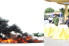 The seized illegal drugs and materials burnt in Yangon, Mandalay, and Taunggyi (Photo: Myanmar News Agency)