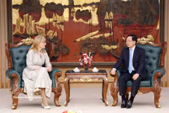 Deputy Prime Minister Ho Quoc Dung (right) and European Commissioner for Startups, Research and Innovation Ekaterina Zaharieva at their meeting on May 26, 2026 (Photo: VNA)
