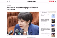 A screenshot of an article on Prime Minister Takaichi Sanae’s upcoming May 1-3 visit to Vietnam published by The Japan Times. 