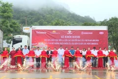 A ceremony is held on June 10 to mark the transport of Son La plums to Vietnam Airlines' flights and retail systems across Vietnam. (Photo: VNA)