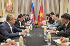 Minister of Foreign Affairs Le Hoai Trung has a meeting with Cambodian Minister of Foreign Affairs and International Cooperation Prak Sokhonn on the sidelines of AMMR in Cebu, the Philippines (Photo: VNA)