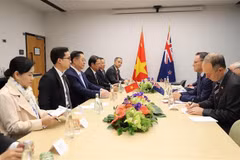 Politburo member, Secretary of the Party Central Committee, and Chairman of its Commission for Information, Education, and Mass Mobilisation Nguyen Trong Nghia meets with New Zealand's Minister for Universities Shane Reti. (Photo: VNA)
