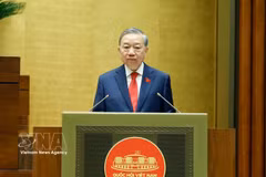 Party General Secretary and State President To Lam delivers his inaugural address at the 16th National Assembly's first session on April 7. (Photo: VNA)