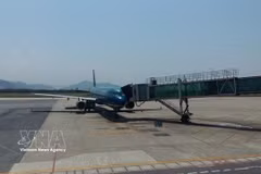 A Vietnam Airlines plane at Da Nang International Airport (Photo: VNA)
