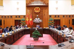 Prime Minister Pham Minh Chinh chairs the meeting with Deputy PMs and leaders of ministries and government agencies on December 5 to discuss the development of free trade zones in localities and a national oil refining, petrochemical, and energy centre at the Dung Quat Economic Zone. (Photo: VNA) 