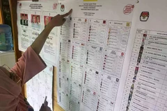 Voter checks the list of presidential and legislative candidates in West Java, on February 14, 2024. (Photo: Investortrust)