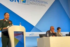Deputy Chief of the General Staff of the Vietnam People's Army Senior Lieutenant General Phung Si Tan speaks at the UN Peacekeeping Ministerial 2025 Berlin. (Photo: qdnd.vn)