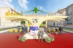 A perspective of the welcome gate of the 2025 New Year Book Street Festival. (Photo: hcmcpv.org.vn)