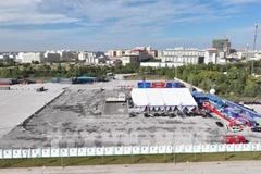 A panoramic view of Tan Cang – Moc Bai inland container depot (Phase 1) officially coming into operation. (Photo: VNA)