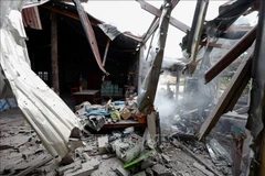 A house in Surin province, Thailand, is destroyed during the border conflict between Thailand and Cambodia on December 11, 2025. (Photo: Xinhua/VNA)