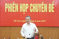 Party General Secretary To Lam speaks at the thematic meeting of the central steering committee for perfecting institutions and laws in Hanoi on August 5. (Photo: VNA)