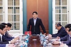 State President Luong Cuong speaks at the meeting (Photo: VNA)