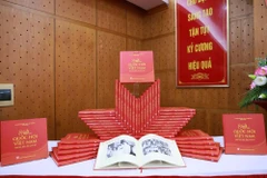 The book is displayed at the debut ceremony (Photo: laodong.vn)