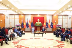 General Secretary of the Communist Party of Vietnam (CPV) Central Committee (right) hosts a reception for Australian Governor-General Sam Mostyn in Hanoi during her state visit to Vietnam in September last year (Photo: VNA)