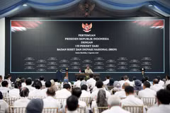 A view of the meeting between Indonesian President Prabowo Subianto and 150 researchers from the National Research and Innovation Agency (BRIN) on August 6 (Photo: VNA)