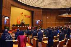 The swearing-in ceremony of President To Lam in Hanoi on April 7 (Photo: VNA)