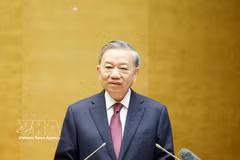 Party General Secretary and State President To Lam speaks at the national conference held on April 13 to disseminate and implement the Resolution of the 14th Party Central Committee’s second plenum. (Photo: VNA)