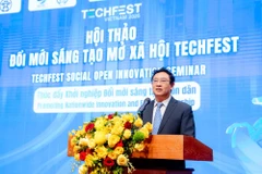 Pham Hong Quat, Director of the National Agency for Technology Entrepreneurship and Commercialisation Development (NATEC), speaks at the TECHFEST Vietnam 2025 seminar in Hanoi on December 12. (Photo: VNA)