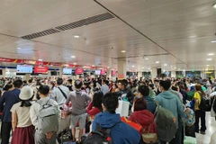 Passengers queue to check in at the Tan Son Nhat International Airport. (Photo: VNA)