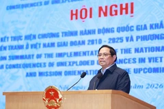 Prime Minister Pham Minh Chinh speaks at the conference in Hanoi on January 13. (Photo: VNA)