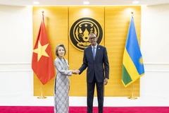 Rwandan President Paul Kagame (R) receives Vietnamese Ambassador to Tanzania and Rwanda Vu Thanh Huyen. (Photo: VNA)